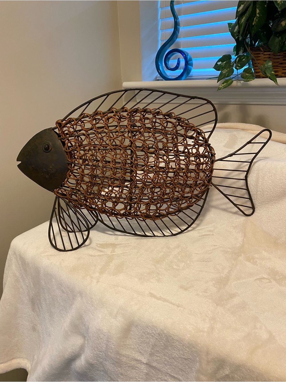 Vintage Woven Metal Fish Sculpture - Picture 3 of 10